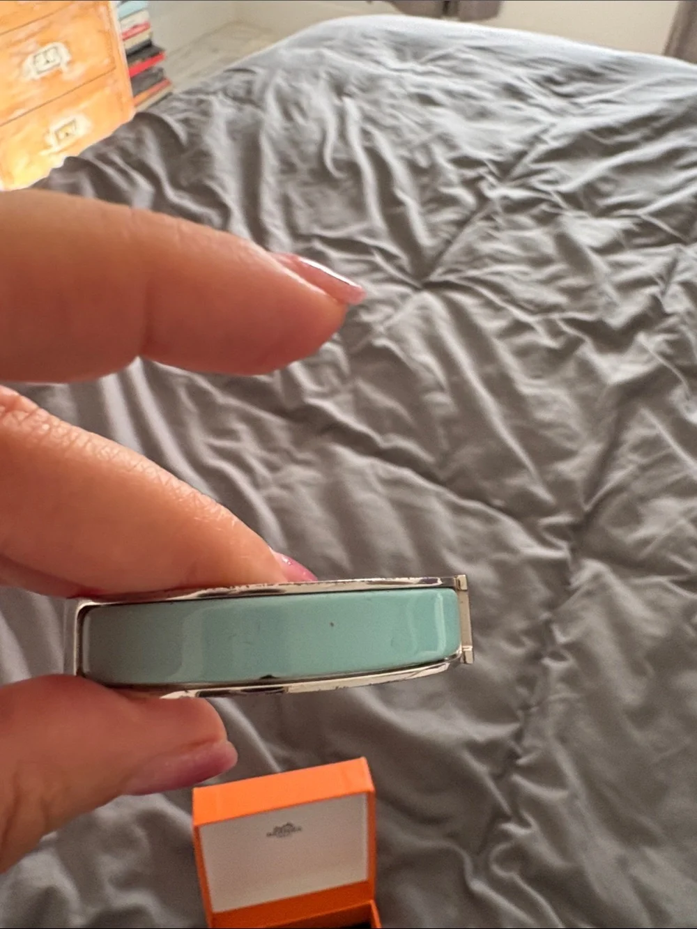 Hermes H Clic Bracelet in Turquoise and Silver